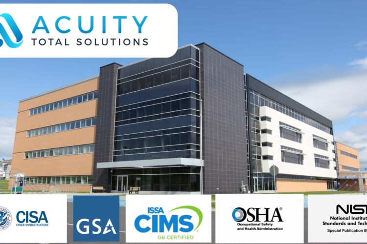 Picture of large building with logos from CISA, GSA, SIMS certification, NIST | Top facility management questions