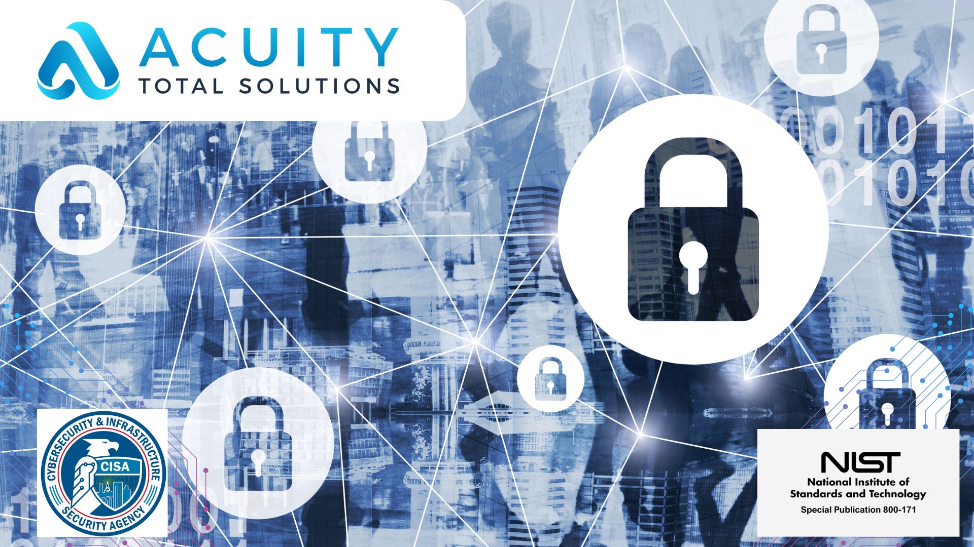 Graphic of computers and locked screens | Getting Started with Cybersecurity Services