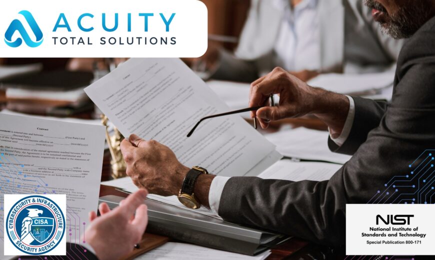 two people sit at a desk and review contract paperwork